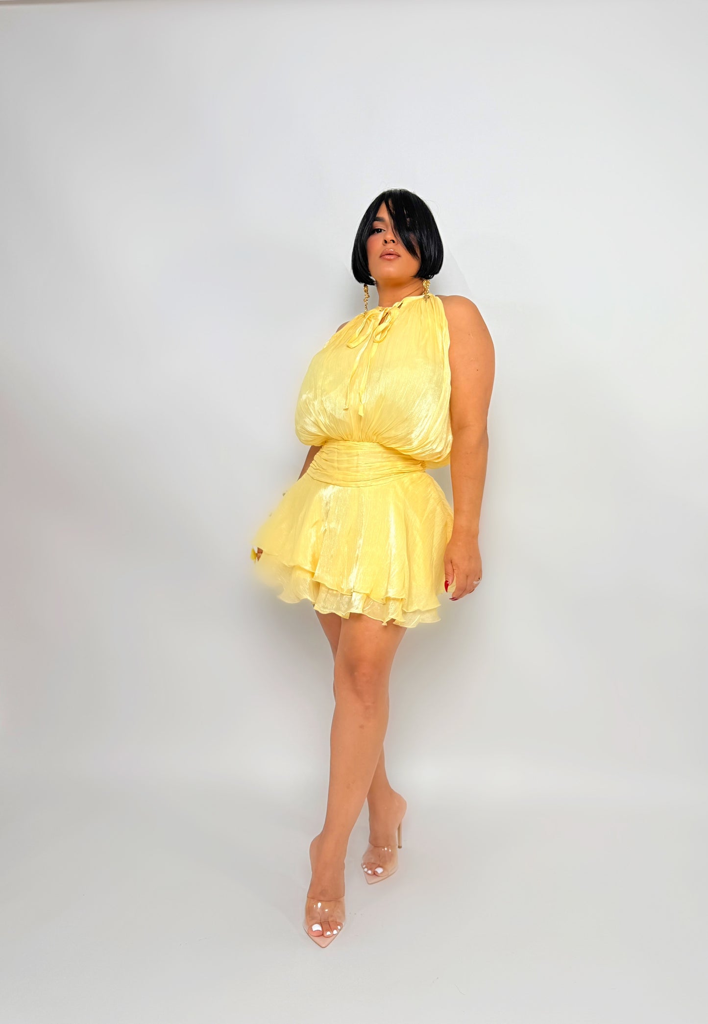 vestido coquette yellow