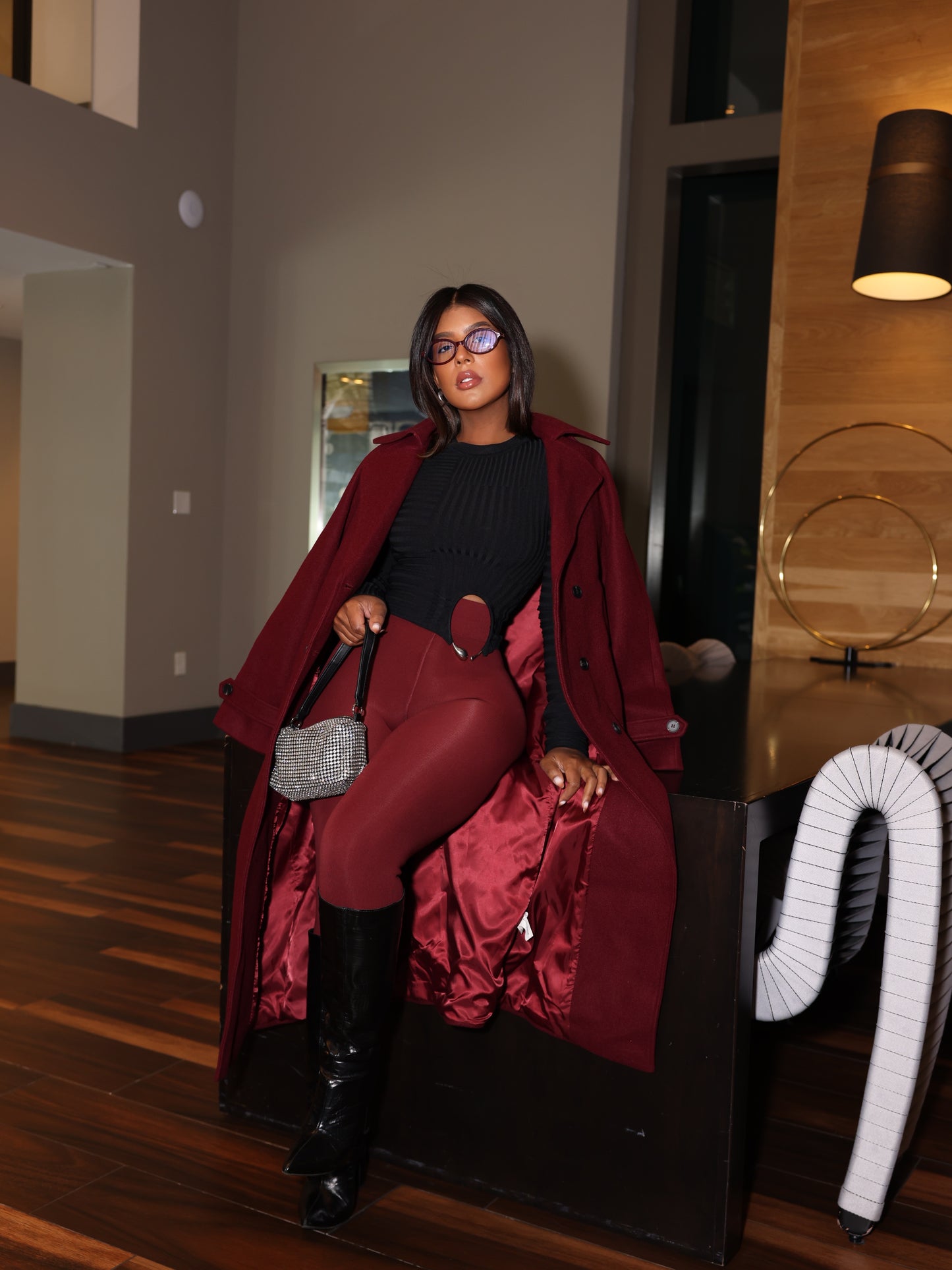 Burgandy overcoat “free Shipping”