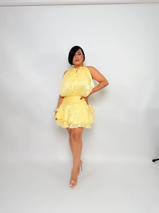 vestido coquette yellow
