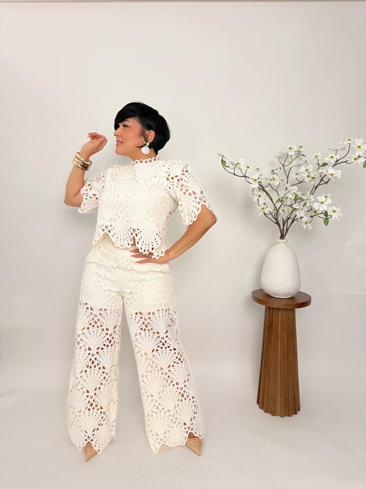 set pantalon largo crochet