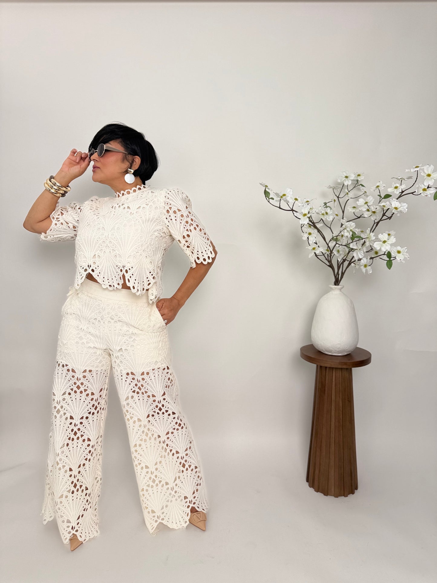 set pantalon largo crochet